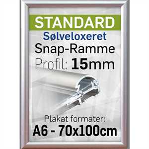 Alu Snap-Frame, væg, 15 mm Alu/elox. - Poster: A3 - 29,7 x 42 cm