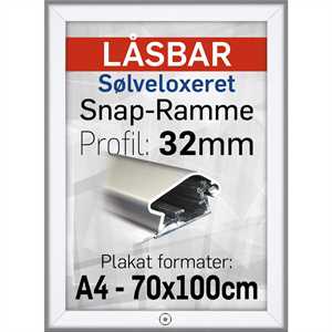 Låsbar Snap-Frame m 32 mm Alu/elox. profil - - Poster: 70 x 100 cm