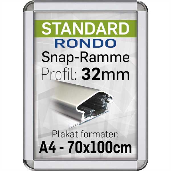 Alu Snap-Frame Rondo, væg, 32 mm Alu/elox. - Poster: A3 - 29,7 x 42 cm