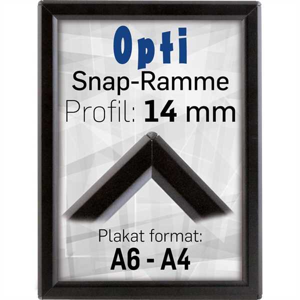 Alu klapramme 14 mm profil Opti Frame sort A4
