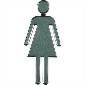 Toilet skilt 3D - Kvinde/dame figur - grå - 4 x 10 cm