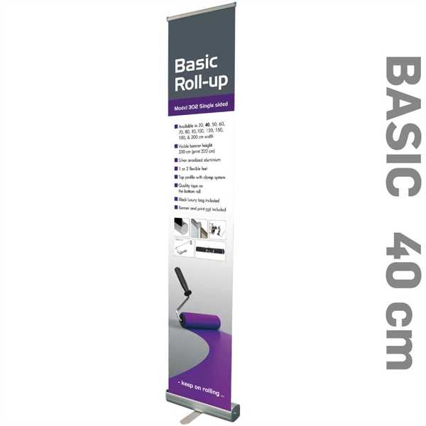 Roll-Up Basic Enkeltsidet Alu/elox. - 40 x 220 cm banner